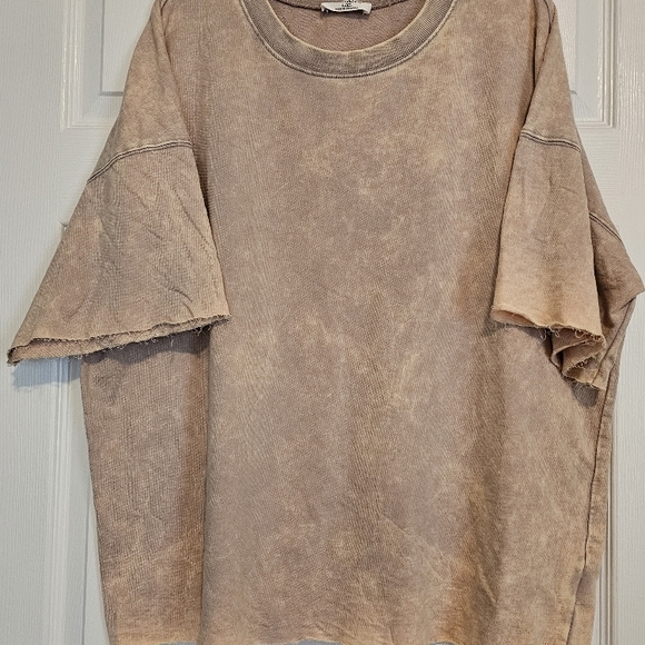 Three bird nest Casual Bliss top by Zenana, ash mocha T-Shirt, L/XL - Picture 2 of 8